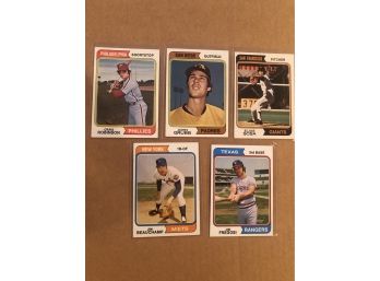 Lot Of (5) 1974 Topps Baseball Cards