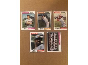 Lot Of (5) 1974 Topps Baseball Cards