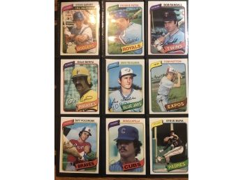 Lot Of (9) 1980 Topps Baseball Cards