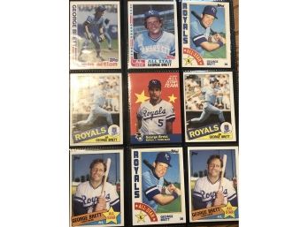 Lot Of (9) George Brett Baseball Cards