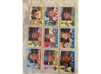 1960 Topps Baseball Card Lot Of 9