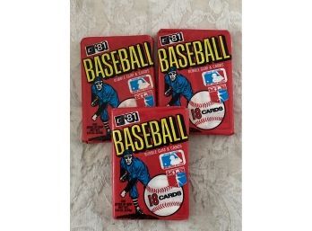 1981 Donruss Baseball Wax Pack Lot Of 3