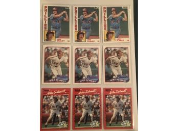 Mike Schmidt Lot Of (9) Baseball Cards