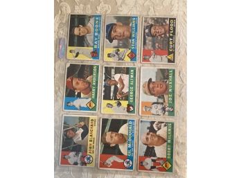 1960 Topps Baseball Card Lot Of 9