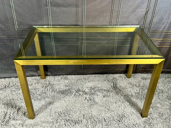 Crate And Barrel Parsons Brass And Glass Dining Table