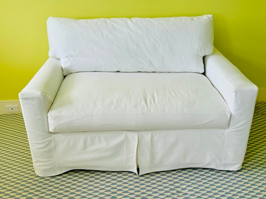 White Cotton Duck Slipcovered Twin Sleeper Seat