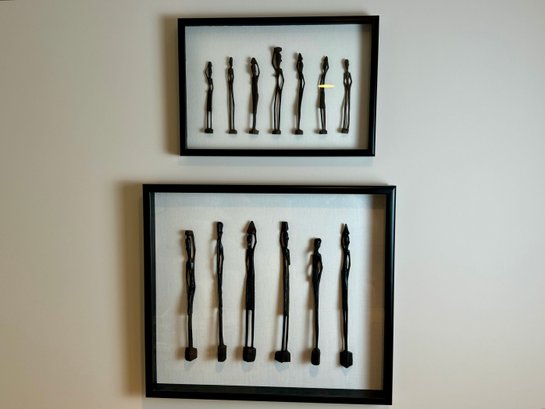 Pair Of Framed African Metal Figurines