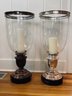 Pair Of Decorative Oversized Ralph Lauren Candle Holders With Glass