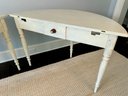 Antique Distressed Painted Cream Table With Turned Legs