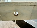 Antique Distressed Painted Cream Table With Turned Legs