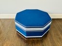 Custom Octagonal Navy Ottoman With Contrasting Detail