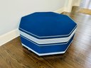 Custom Octagonal Navy Ottoman With Contrasting Detail