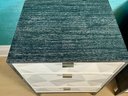 Pair Of Black And White Three Drawer Nightstands With Geometric Detail On Fronts - Purchased For $2800.00