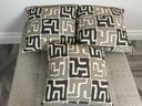 Collection Of Three Custom Throw Pillows - Tan, Browns Geometric Pattern