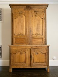 Antique Pine Two-Piece Breakfront With Stunning Carved Details & Metal Hardware