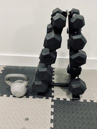 Set Of 9 Hand Weights In Stand - 1 Missing