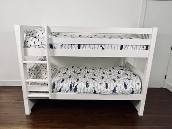 Set Of White Painted White Wood Bunk Beds With Ladder With Casper Mattresses - 1 Of 2