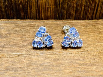 4x4mm Tanzanite Cluster Earrings