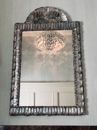 Unique Wood, Mother Of Pearl, And Shell Hanging Mirror