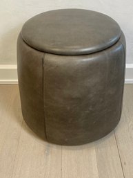 Room And Board Leather Storage Side Table - Grey