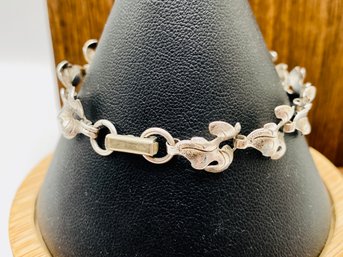 7 Inch Sterling Silver Leaf Pattern Bracelet