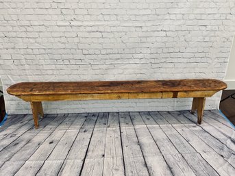 Long Antique Pine Wood Bench