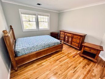 Entire Wood Bedroom Set - FULL Bed, 7 Drawer Dresser With 2 Doors And Pair Of Night Stands