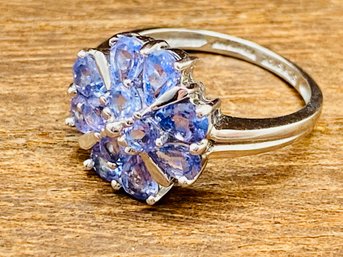 14k Tanzanite Cluster Ring - Size 5