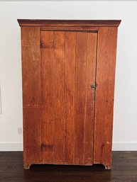 Stained Red Antique Jelly Cabinet - Used For Linens