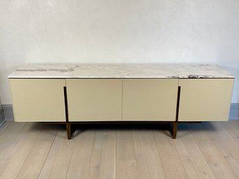 Poltrona Frau Fidelio Low Cabinet 180 - Cream Leather, Walnut, Marble Side Board - Professional Mover Required