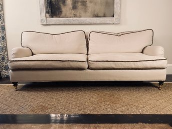 Large, Sand-Colored Two Cushion Couch