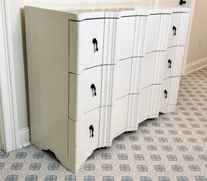 Painted White Wood Three Drawer Dresser