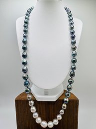 26' Graduated Tahitian Pearl Necklace With Silver Clasp