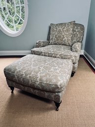 Williams & Sonoma Upholstered Arm Chair & Matching Ottoman