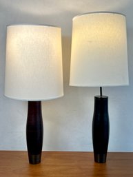 Pair Of BDDW Black And Brass Table Lamps - VERY HEAVY - Two Different Colors