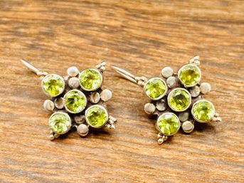 4mm Round Peridot Sterling Silver Earrings