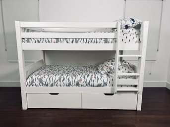 Set Of White Painted White Wood Bunk Beds With Ladder With Casper Mattresses - 2 Of 2