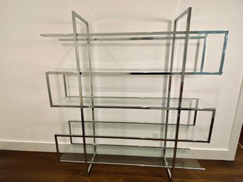 Modern Chrome And Glass Shelf Wall Unit