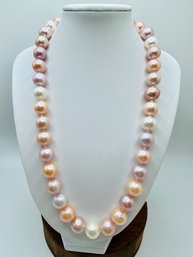 10-13mm Multi Color Cultured Freshwater Pearl Silver Clasp 18 Inch' Necklace