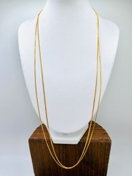 Pair Of 24 Inch 18k Yellow Gold Over Silver Round And Square Box Link Adjustable Chains