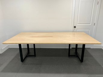 Large Conference Table - Light Wood Top On Metal Legs