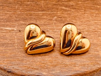 Gold Plated Monet Heart Earrings