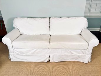 Mitchell Gold White Slipcovered Sleeper Sofa