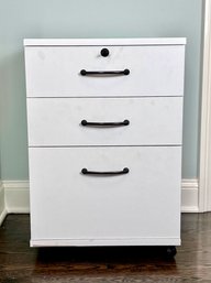 White Veneer Over Wood Three Drawer Organizer Cabinet