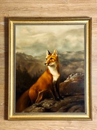 Signed, Framed Oil On Board - 'H.U.' Red Fox