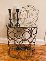 Small Collection Of Household Items - Table, Candlesticks And Vase