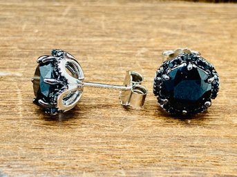 4.55ctw Black Spinel Rhodium Over Sterling Silver Earrings