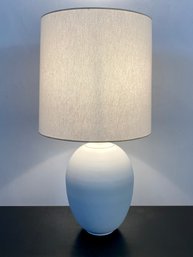 White Modern Ceramic Table Lamp With Linen Shade