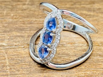 4x3mm Tanzanite And White Zircon Ring - Size 6