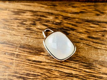 18x13mm Iridescent Gemstone In Silver Setting- Most Likely Cut Lab Created White Opal Pendant